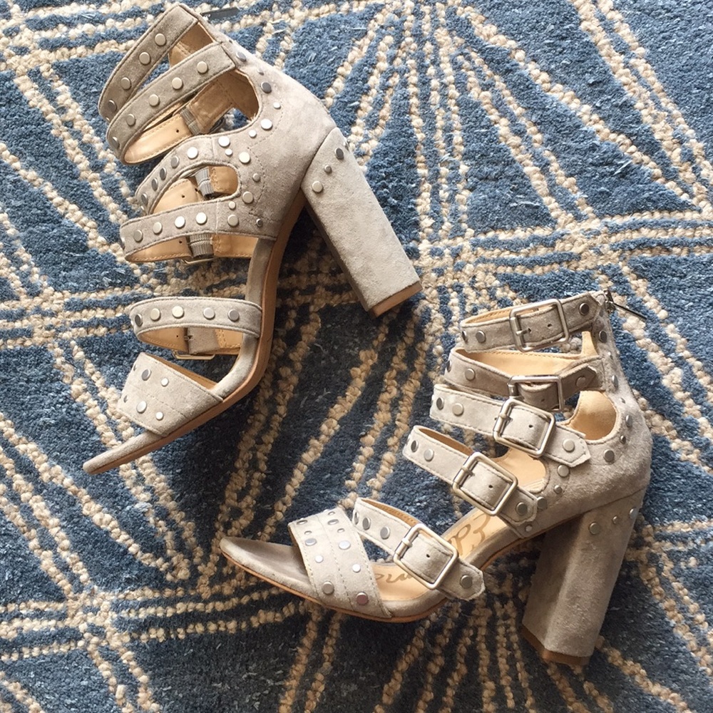 San Edelman Studded Block Heels